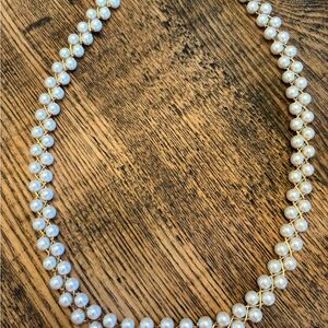 #96 - Avon Classic Pearl Necklace with Gold Accents